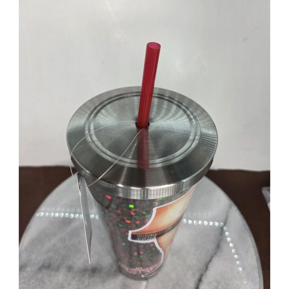Silver Buffalo A Christmas Story Leg Lamp Tumbler 20oz Insulated Glitter Straw