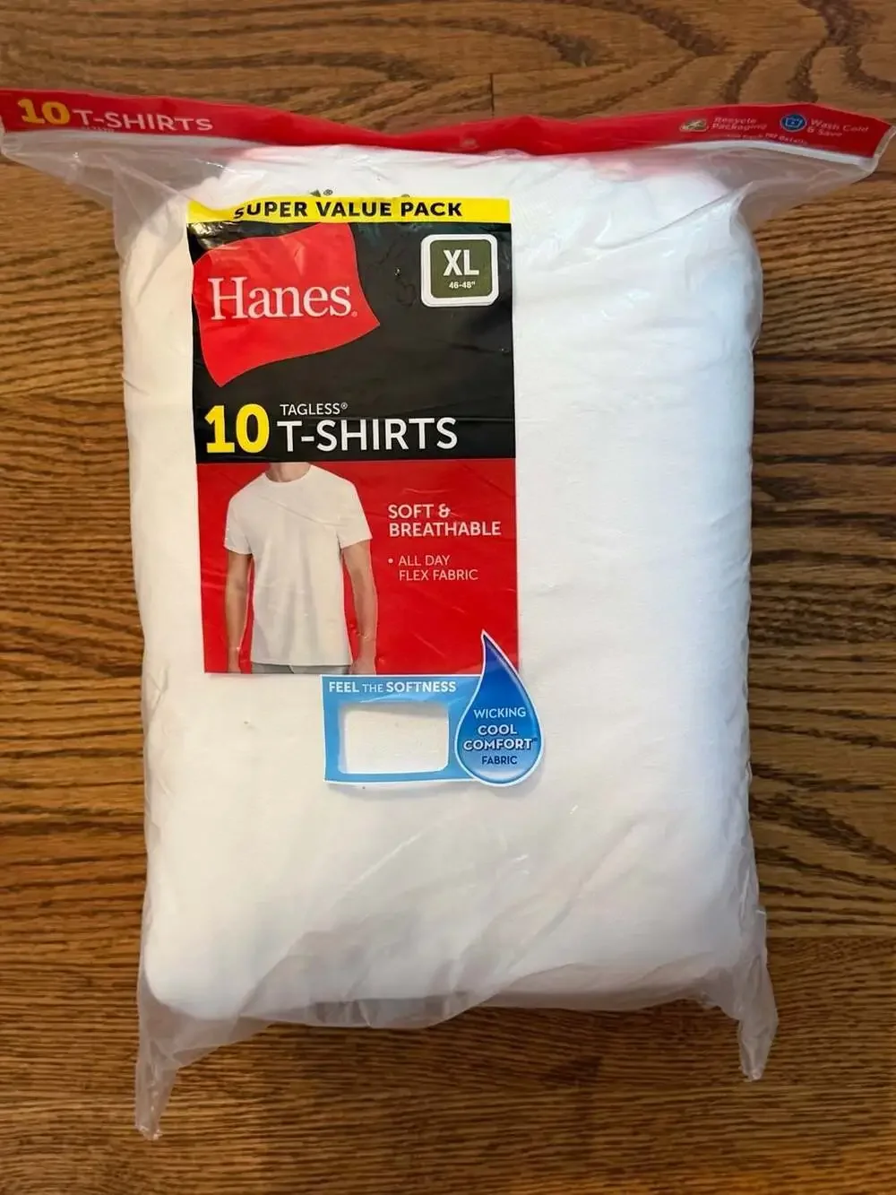 Hanes Men's Tagless Crew Neck T-Shirts 10-Pack White XL