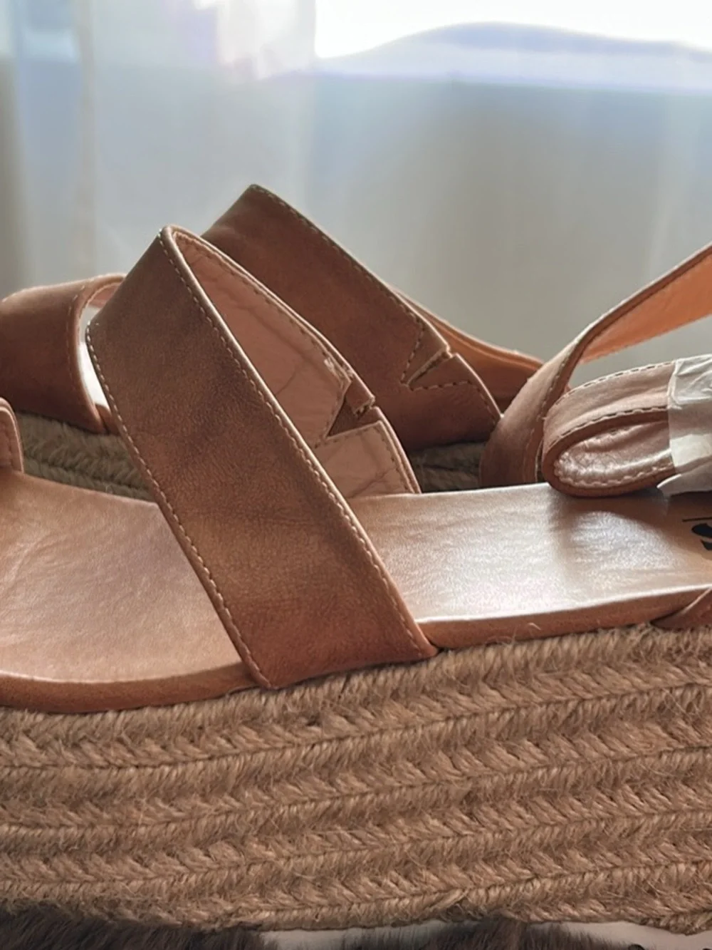 NWOT Women's AMS EMMA-2 Tan Espadrille Wedge Sandals