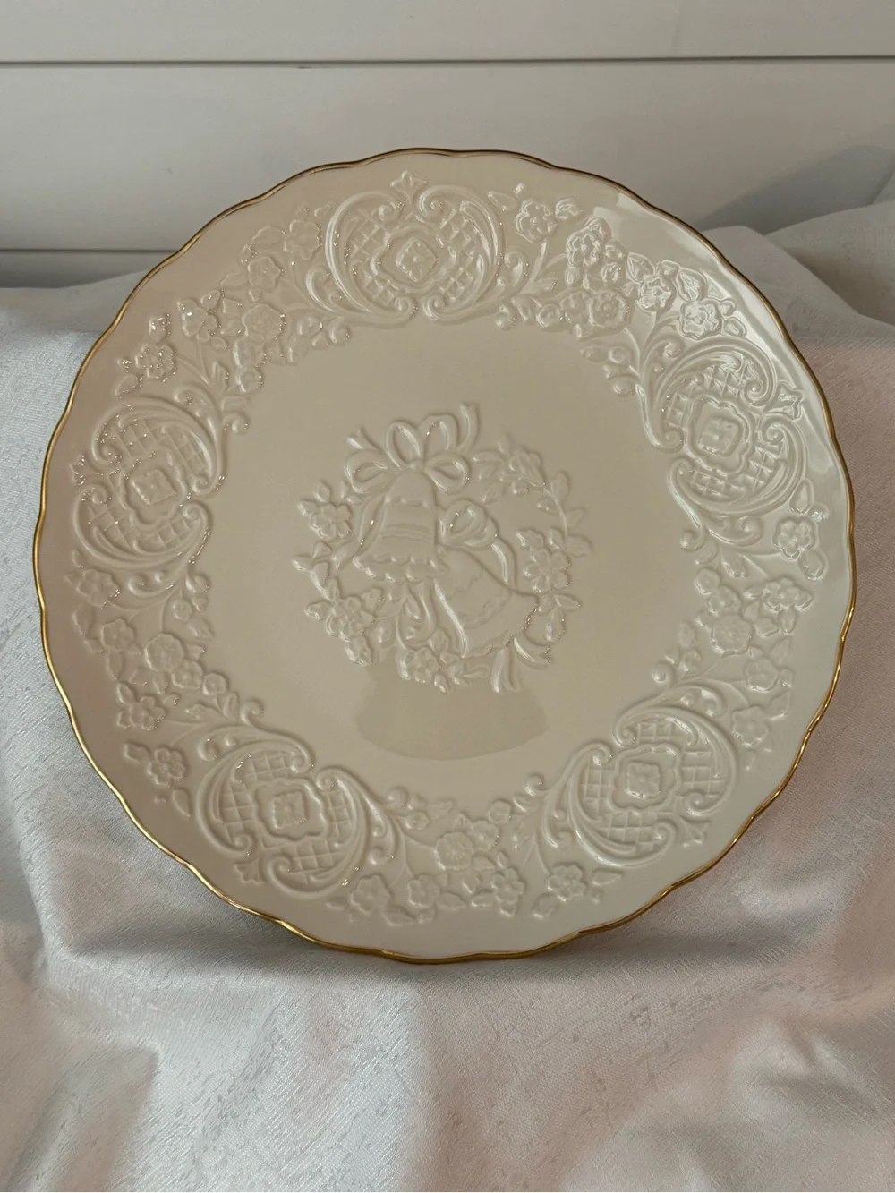 Lenox Wedding Promises Marriage Plate Embossed with Gold Trim