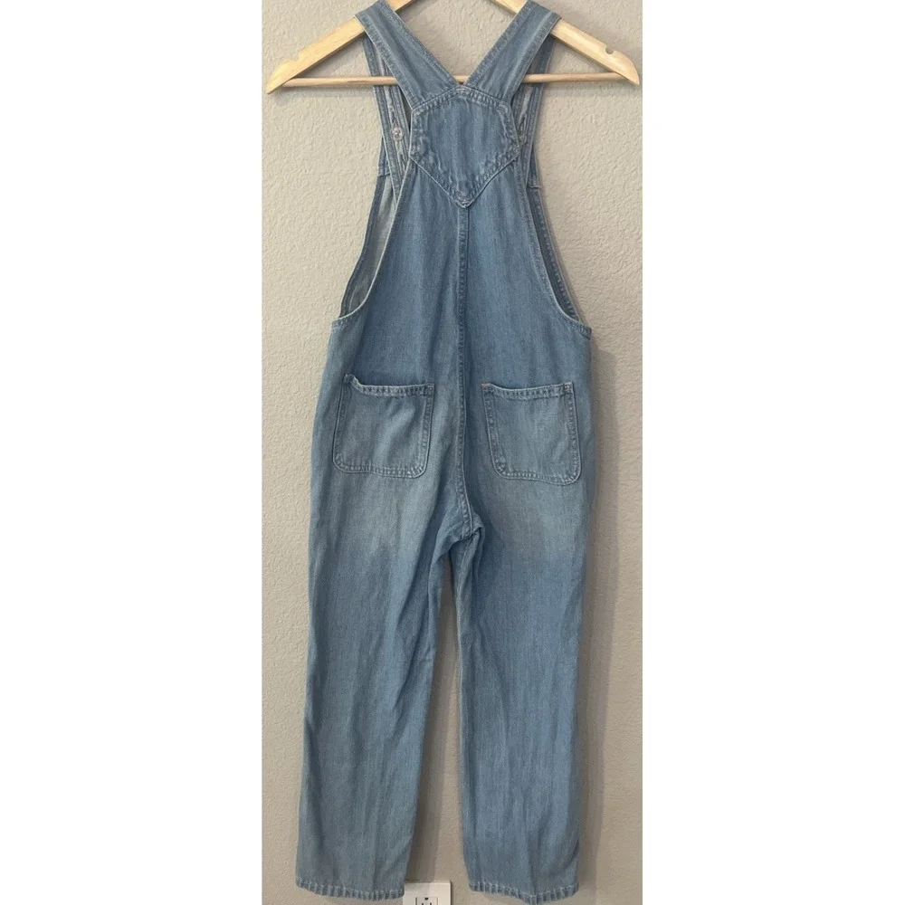 Old Navy Girls Light Wash Blue Denim Bib Overalls Size L 10-12 Straight Leg