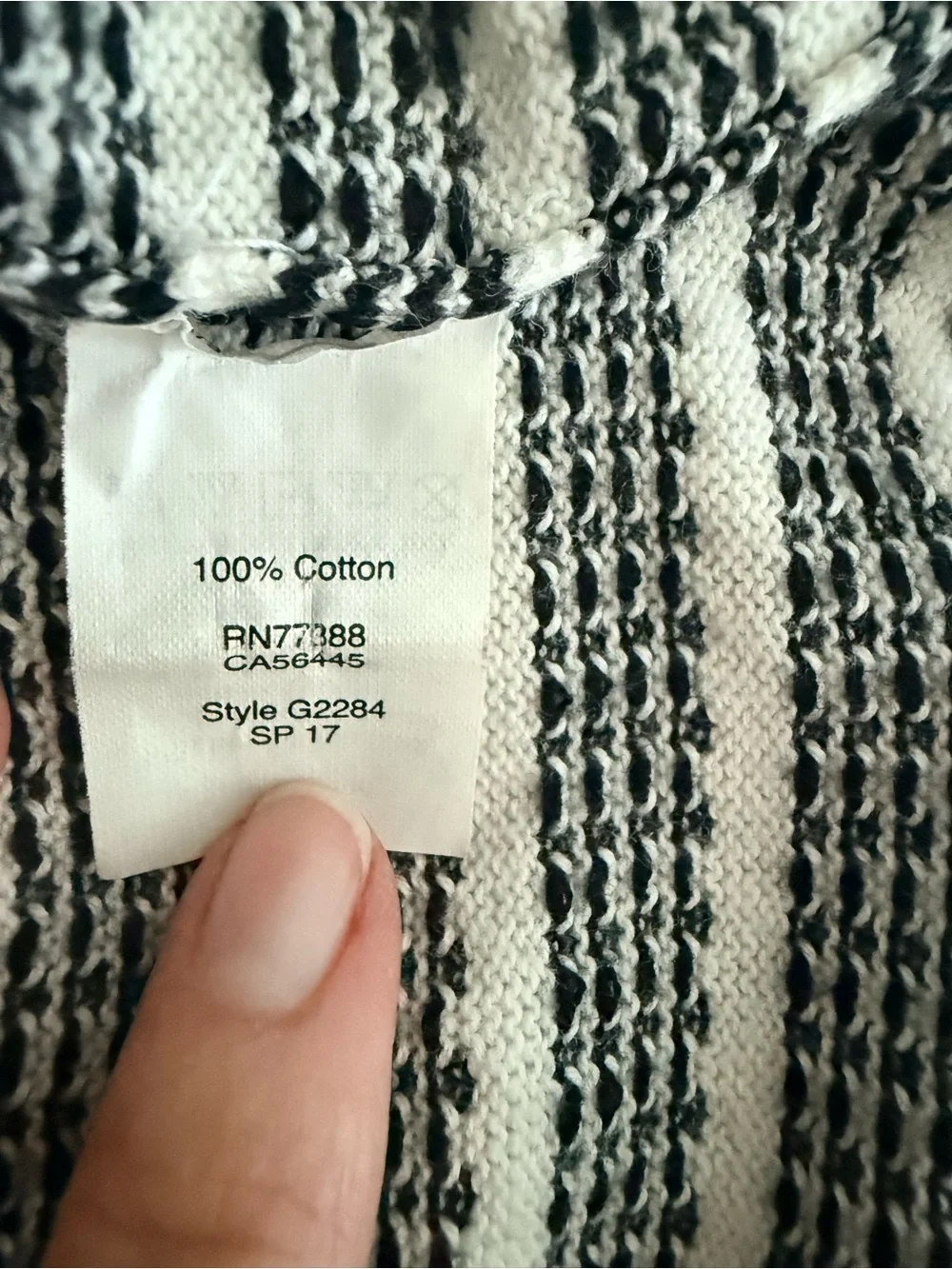 J.Crew Black and White Striped Patterned Knit Crewneck Sweater | 100% Cotton