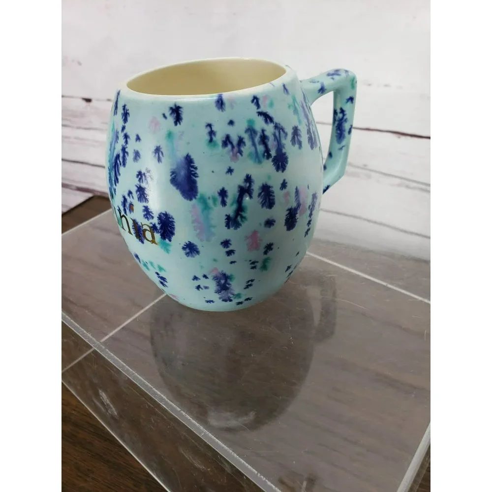 Vintage Retro 1972‎ Blue Splatter Paint Purple Turquoise Virginia Coffee Cup Mug