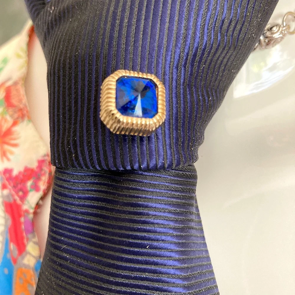 Blue Rhinestone  Pin Vintage 60s Swank Jewelry