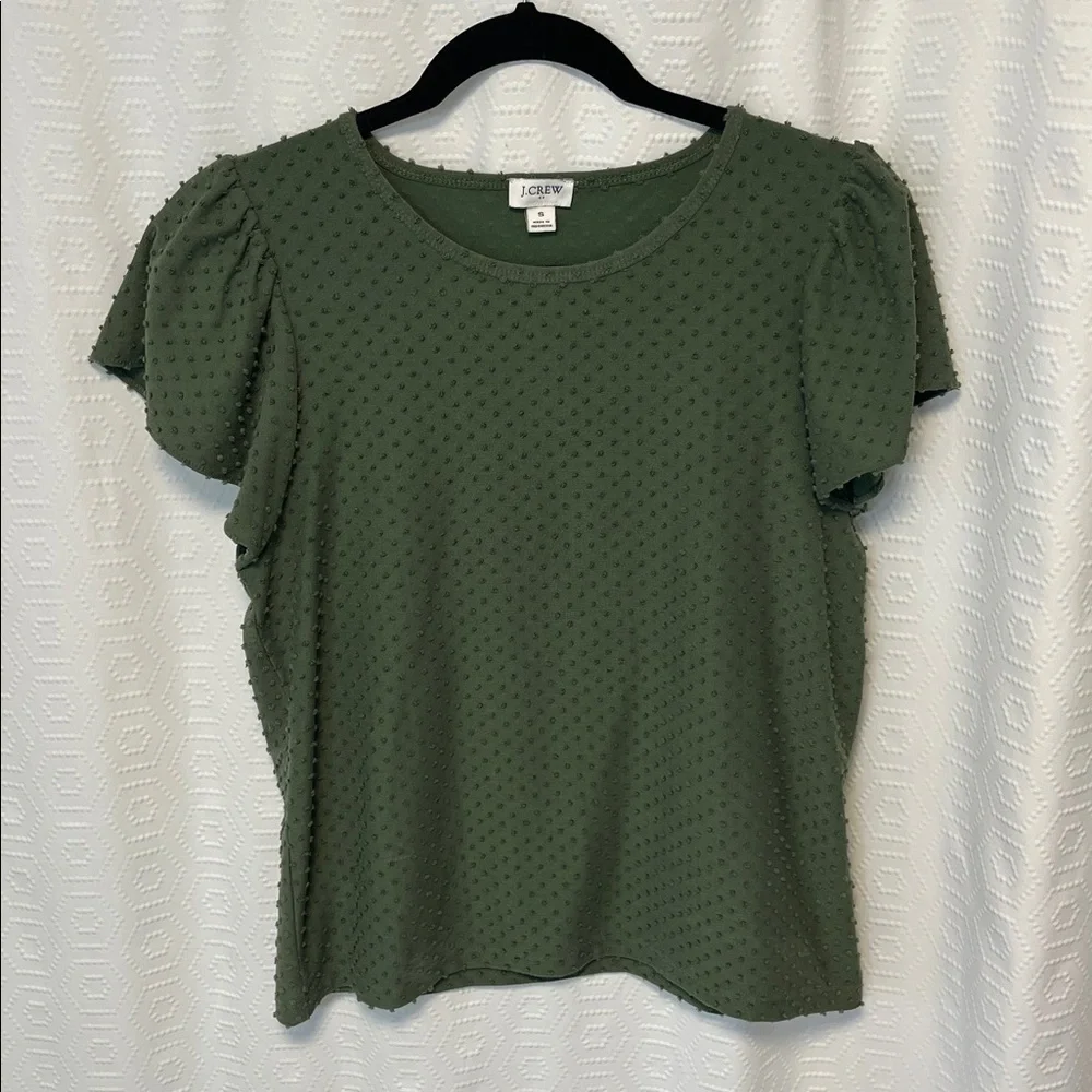 J.Crew Polka dot ruffle sleeve top