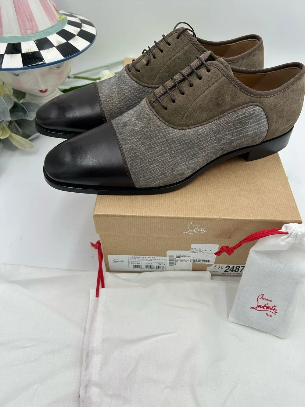 Men's Christian Louboutin Gregory velvet Twill and Leather Oxford's size 43