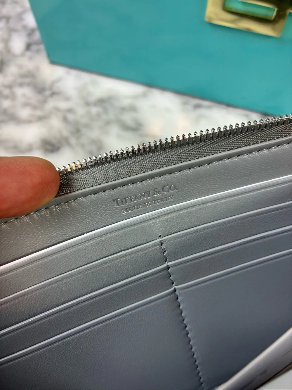 Tiffany & Co. Metallic Silver Leather Return to Tiffany Zip Around Wallet - NWT
