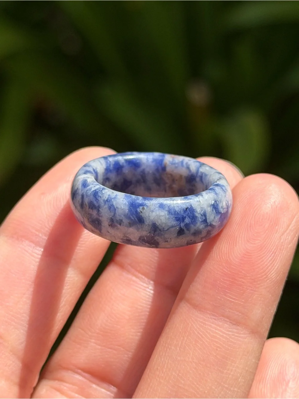 Size 7.5 Blue Marbled Sodalite Band Ring 2327