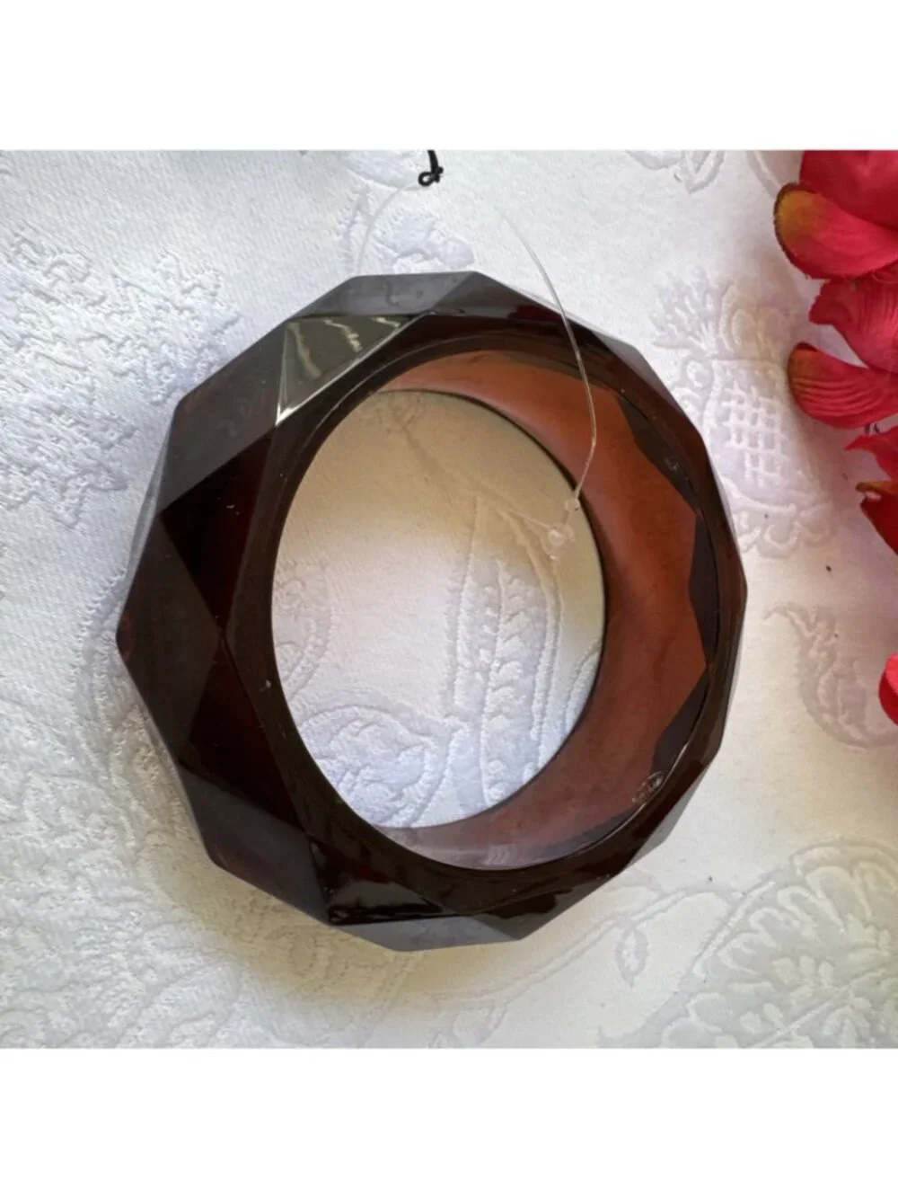 And Lovely Chunky Plum Brown Bracelet Acrylic Bangle 1.5