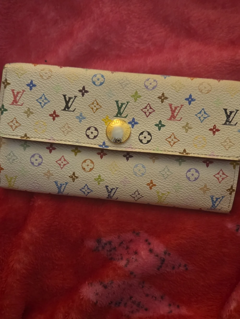 Louis Vuitton White Murakami Monogram Snap Wallet/crossbody With COA And Chain