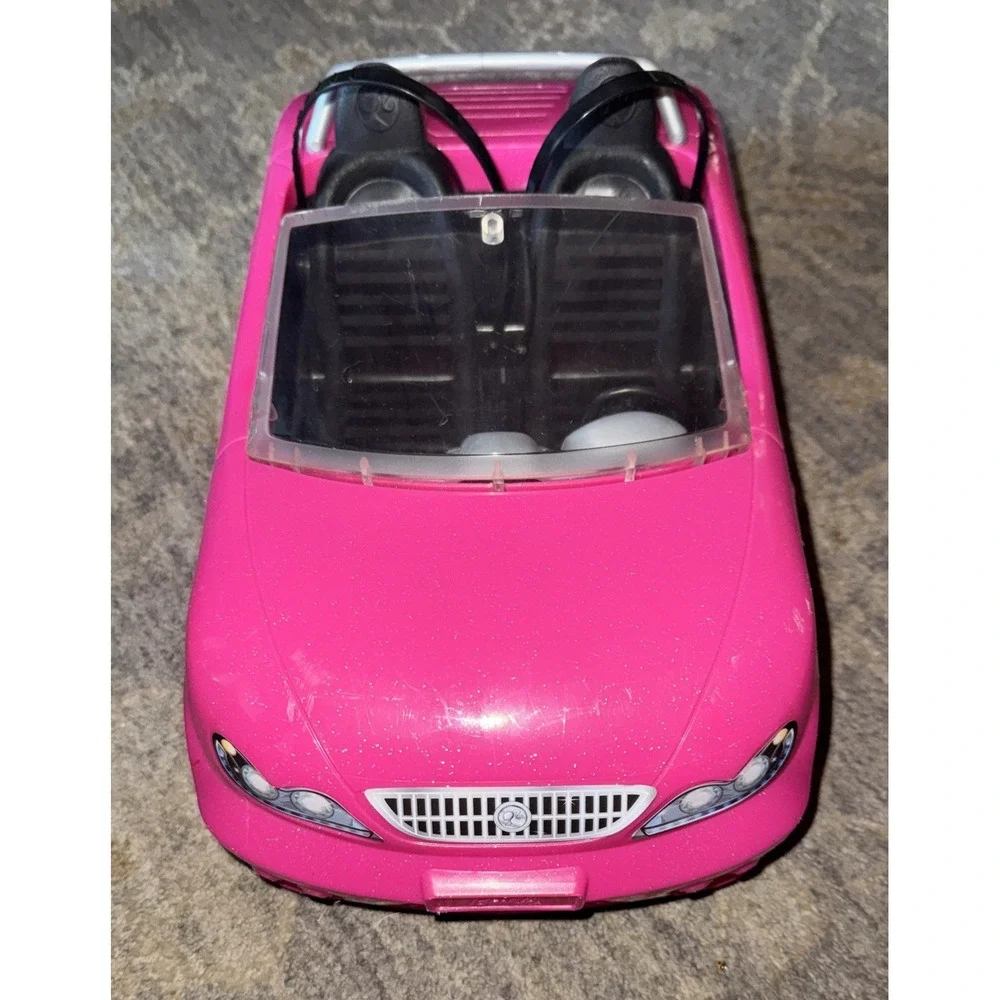 2013 Mattel Barbie Glam Pink Glitter Convertible Car with Seat Belts