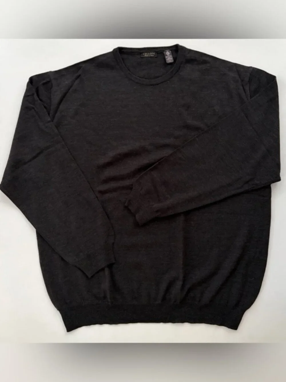 Cellini Italy Sweater Men’s Crewneck Sweater Pure New Wool Grey Charcoal XXL