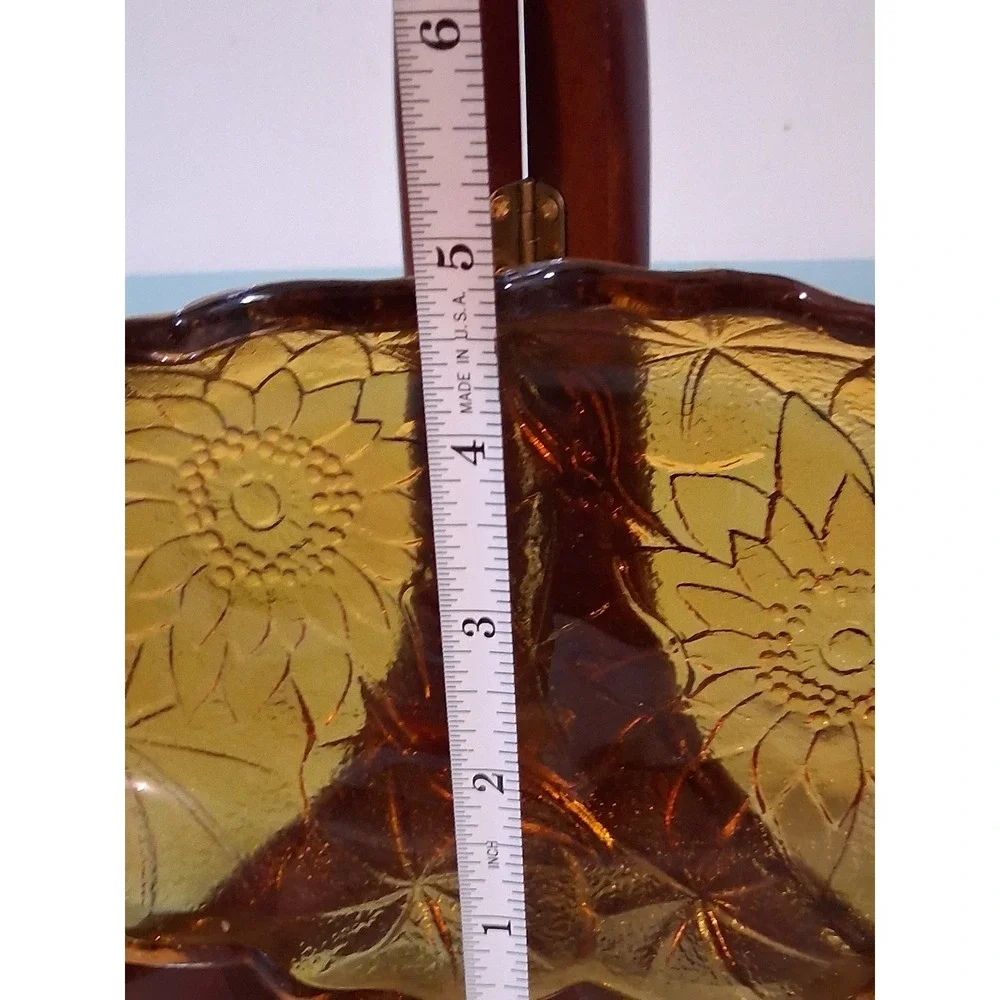 Vintage‎ indiana Glass Sunflower Relish Dish Oval Serving Tray with Handles 10