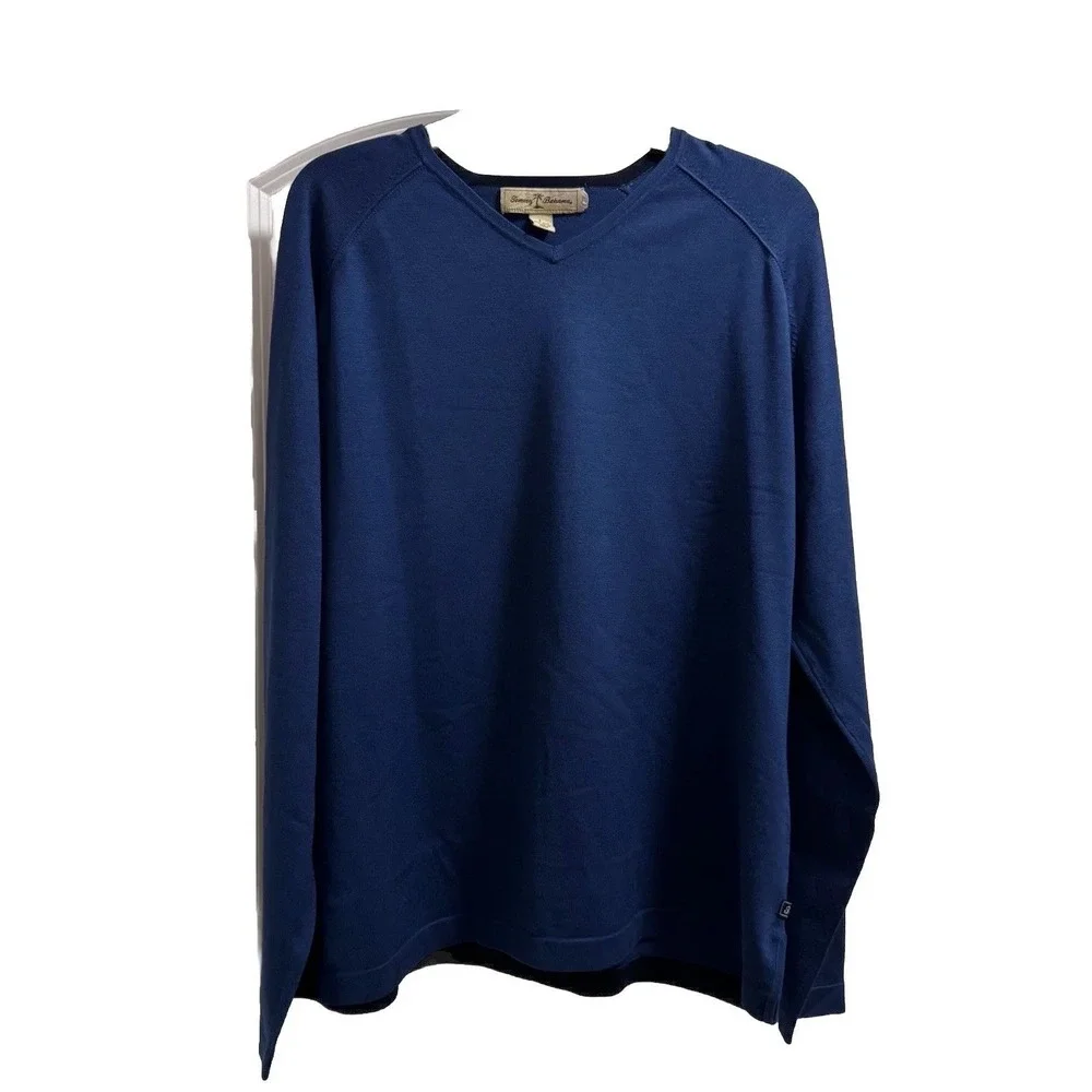 Tommy‎ Bahama Men's XL Blue Pullover V Neck Sweater Silk Blend