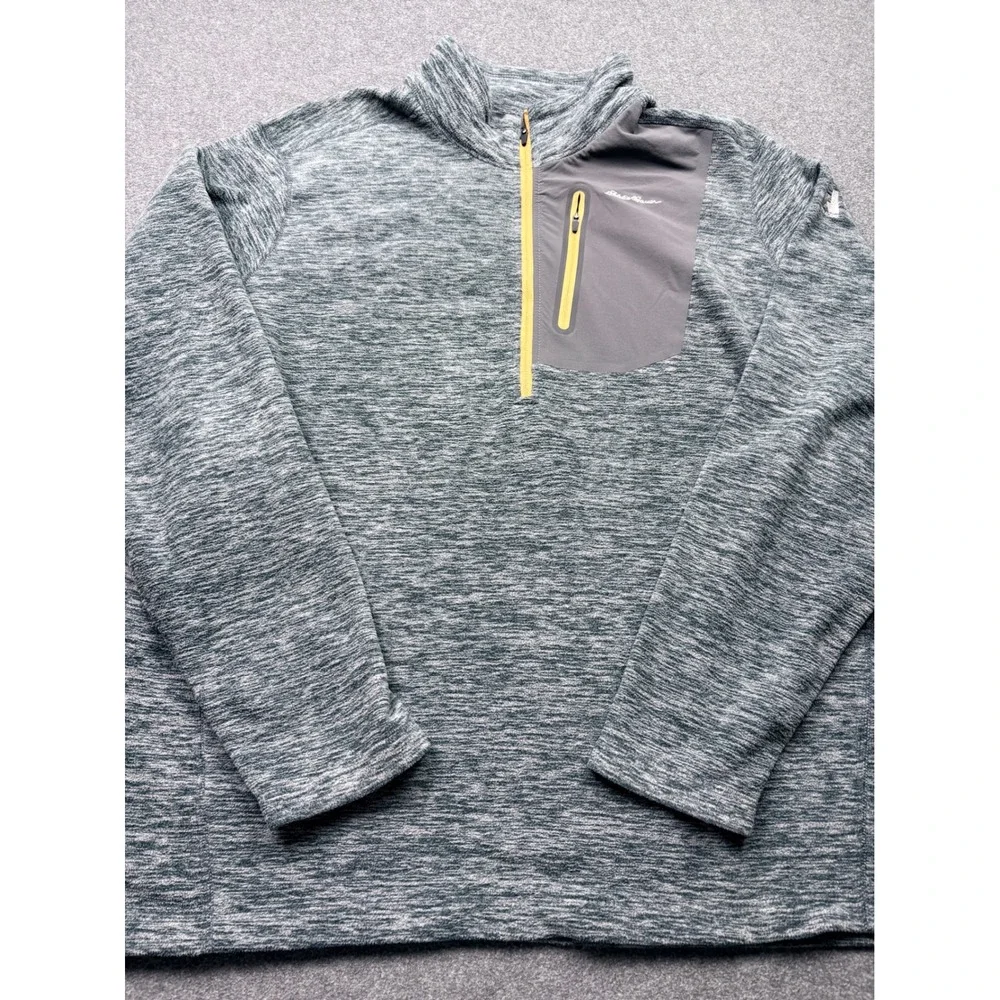 Eddie Bauer First Ascent Mens T2XL 1/4 Zip Fleece Pullover Gray Space Dye‎