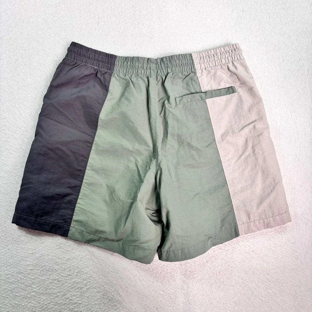 Aeropostale Color Block Swim Trunks Mens Medium Green Gray‎ Lined Beach Shorts