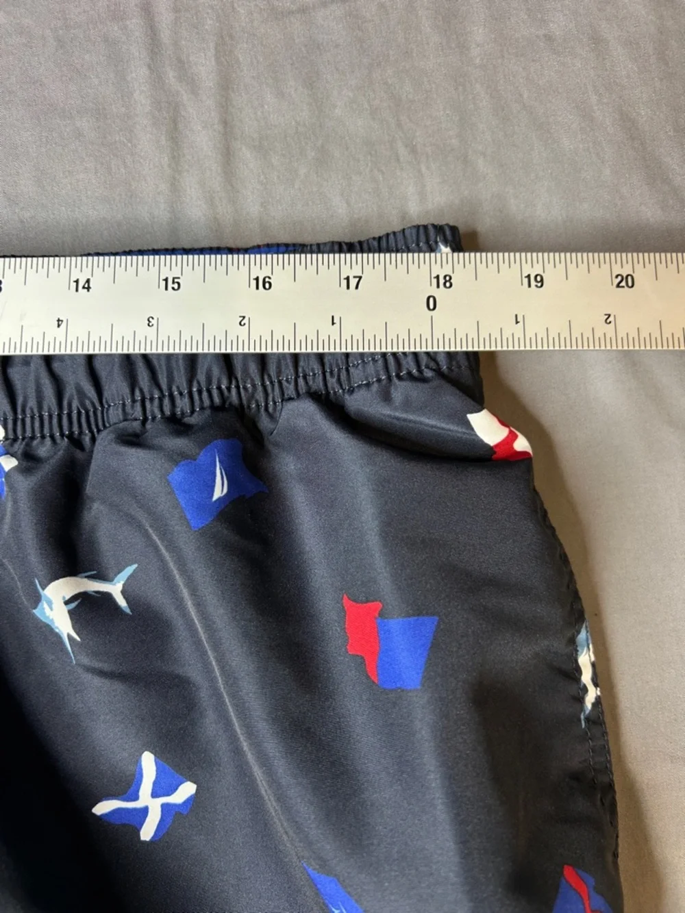 Nautica Navy‎ Swim Trunks with Red, Blue & White Nautical Print