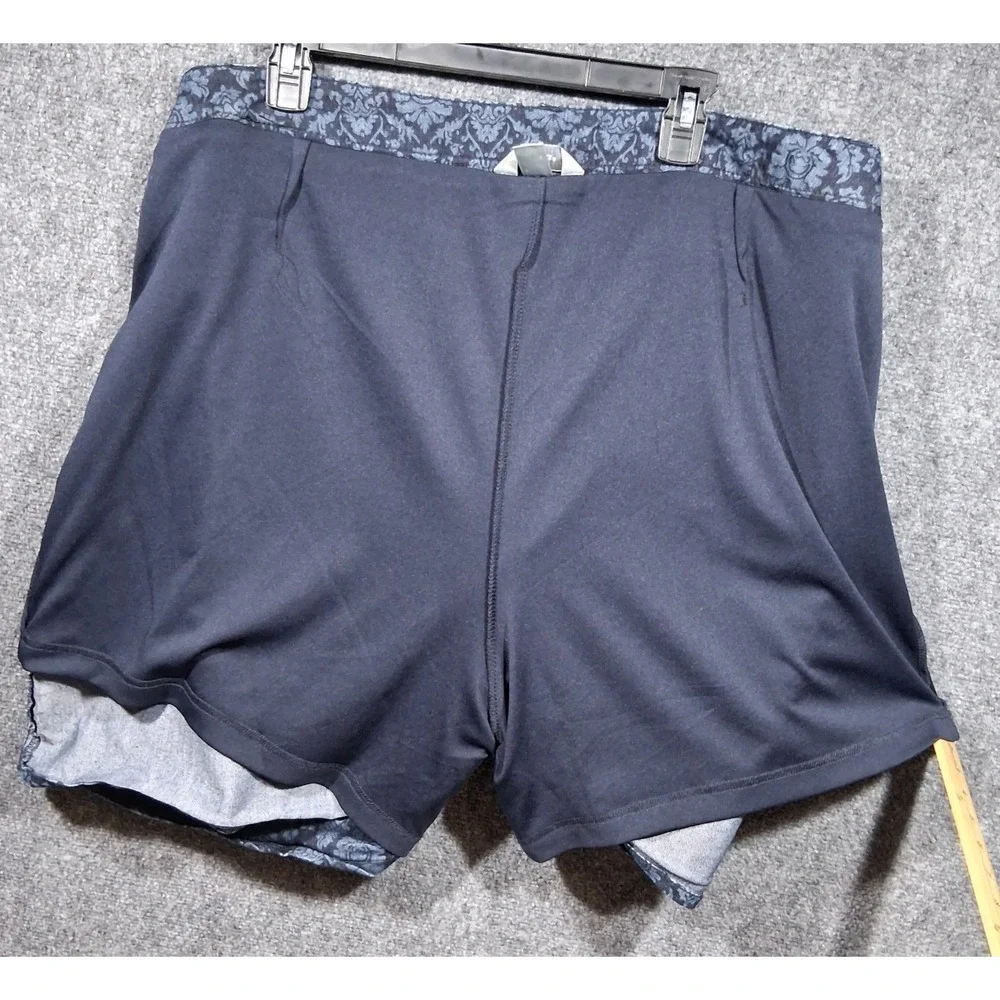 CJ Banks Women 22W Blue Damask Floral‎ Denim Mini Skirt Stretch Plus Size