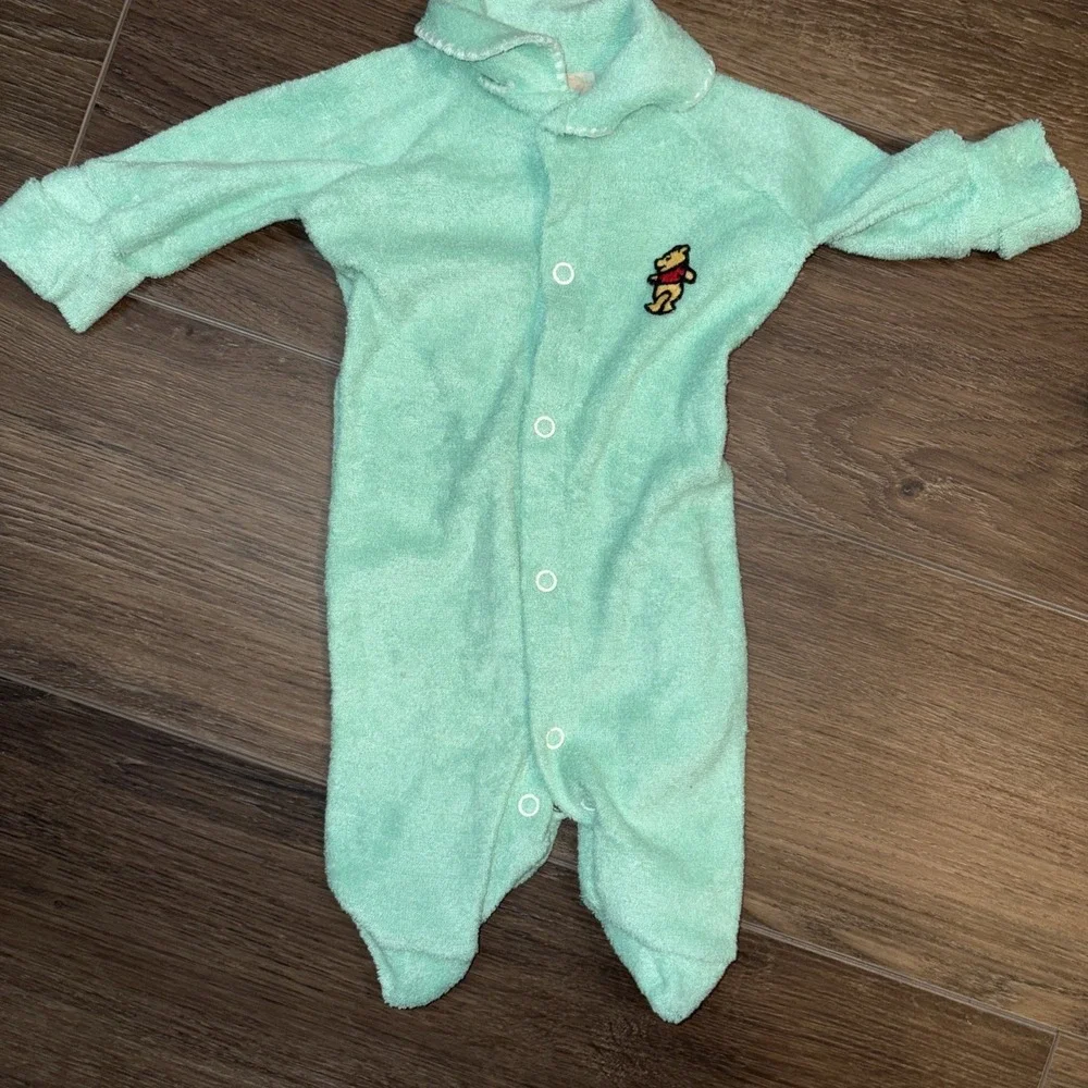 Vintage Sears Winnie The‎ Pooh Fleece Footie Pajamas Sleeper Baby 6-12 Month