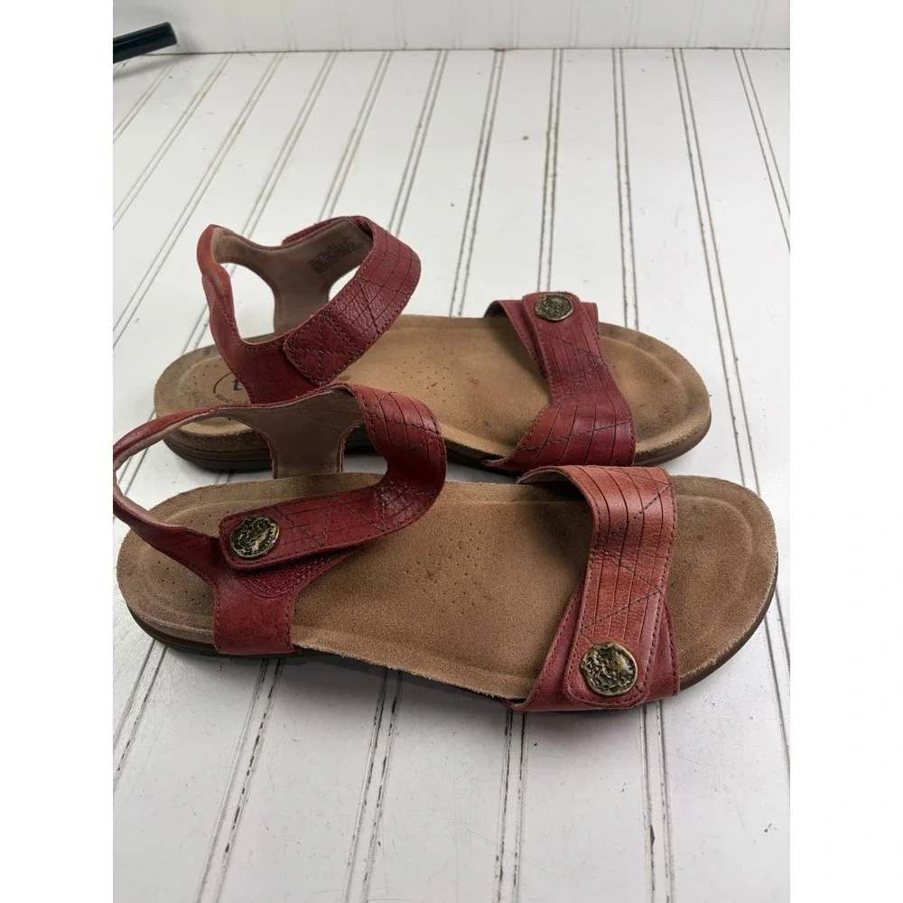 Taos Vintage Pioneer Red Leather Comfort Sandals Women's Size 10