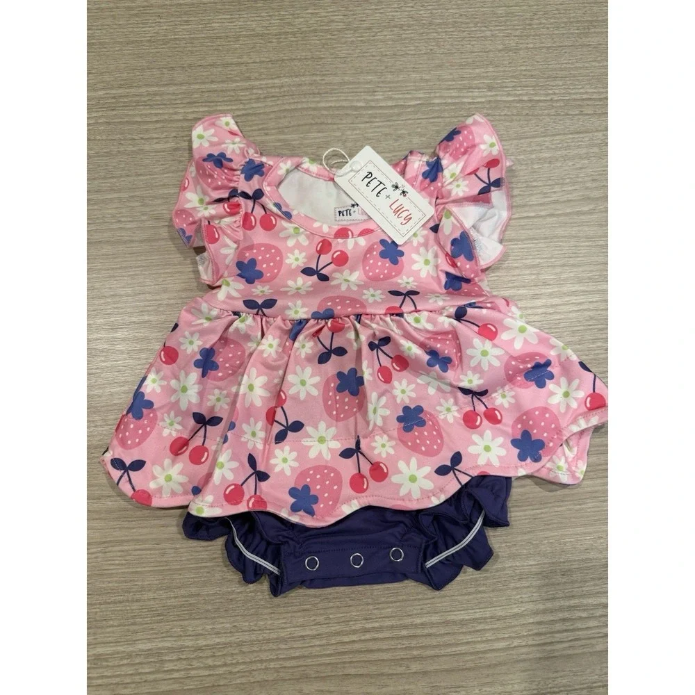 Pete + Lucy‎ Cherry Berry Sweet Girl Romper 6-9 Months