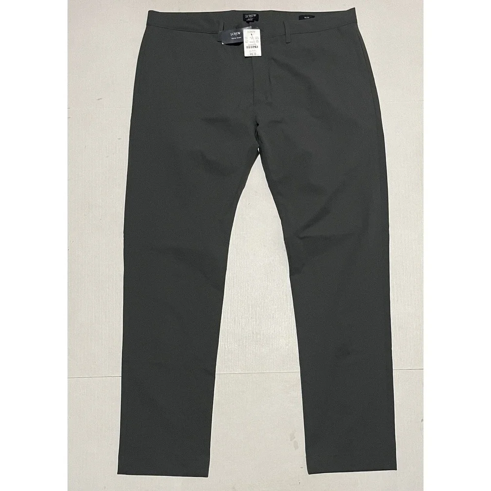 J.Crew Flex Tech Pants Mens 36 X 32 Slim Straight Gray Moisture Wicking NEW