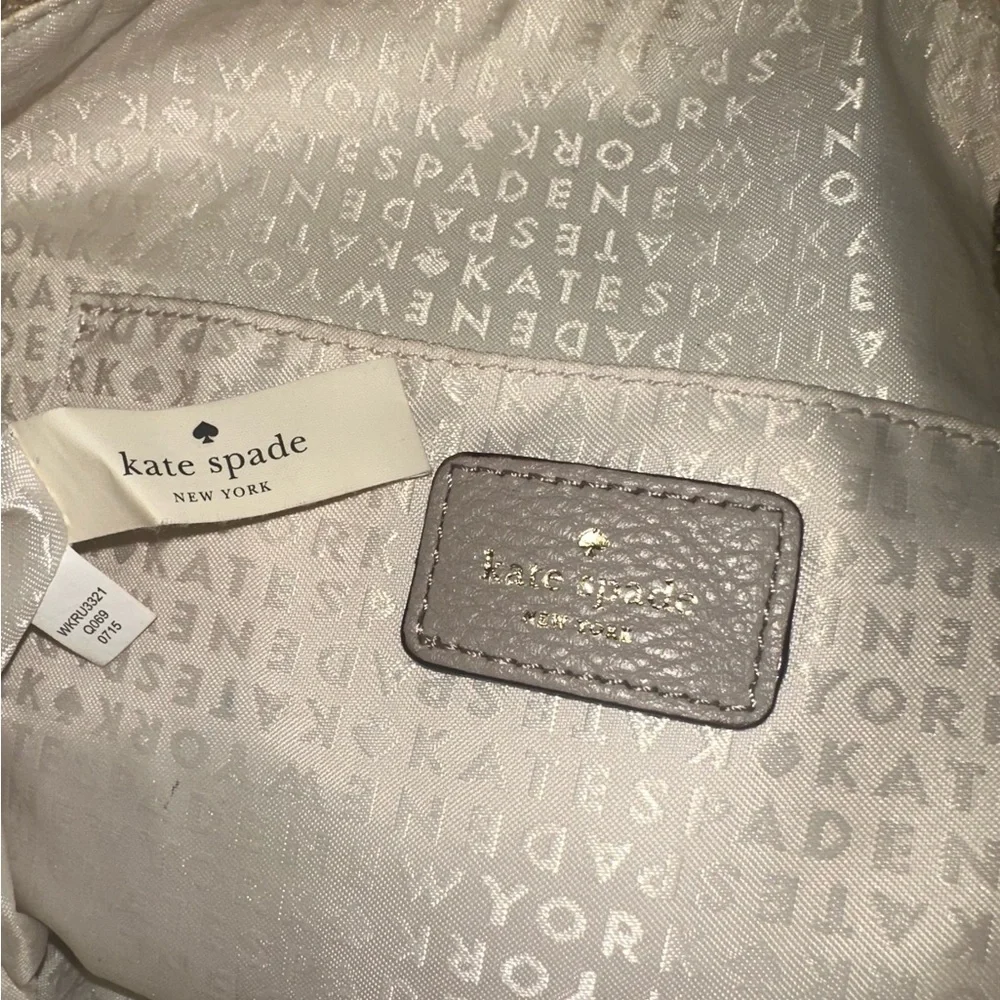 Kate Spade New York Hobo Bag Beige Pebbled Leather Crossbody