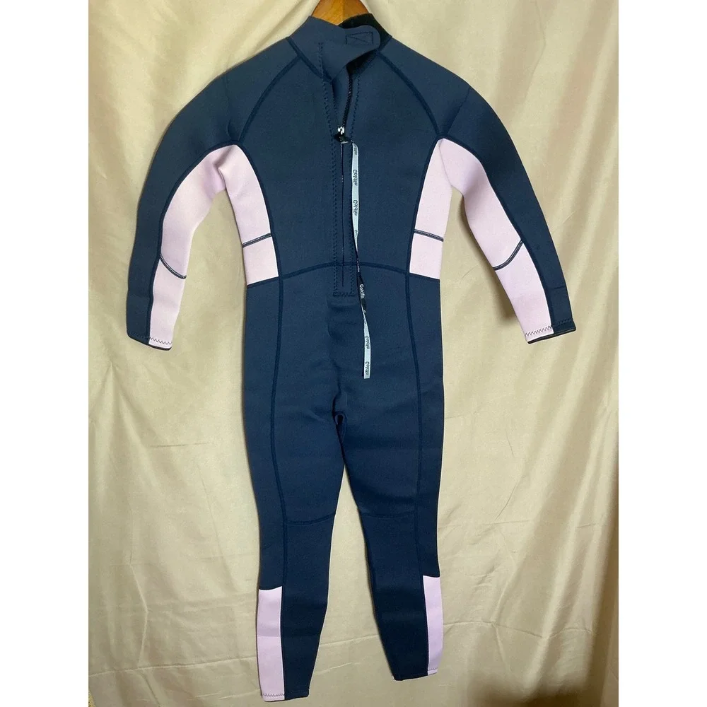 Goldfin‎ Wetsuit Kids Size 14 Navy Lavender Excellent 3mm Neoprene Full Body Zip