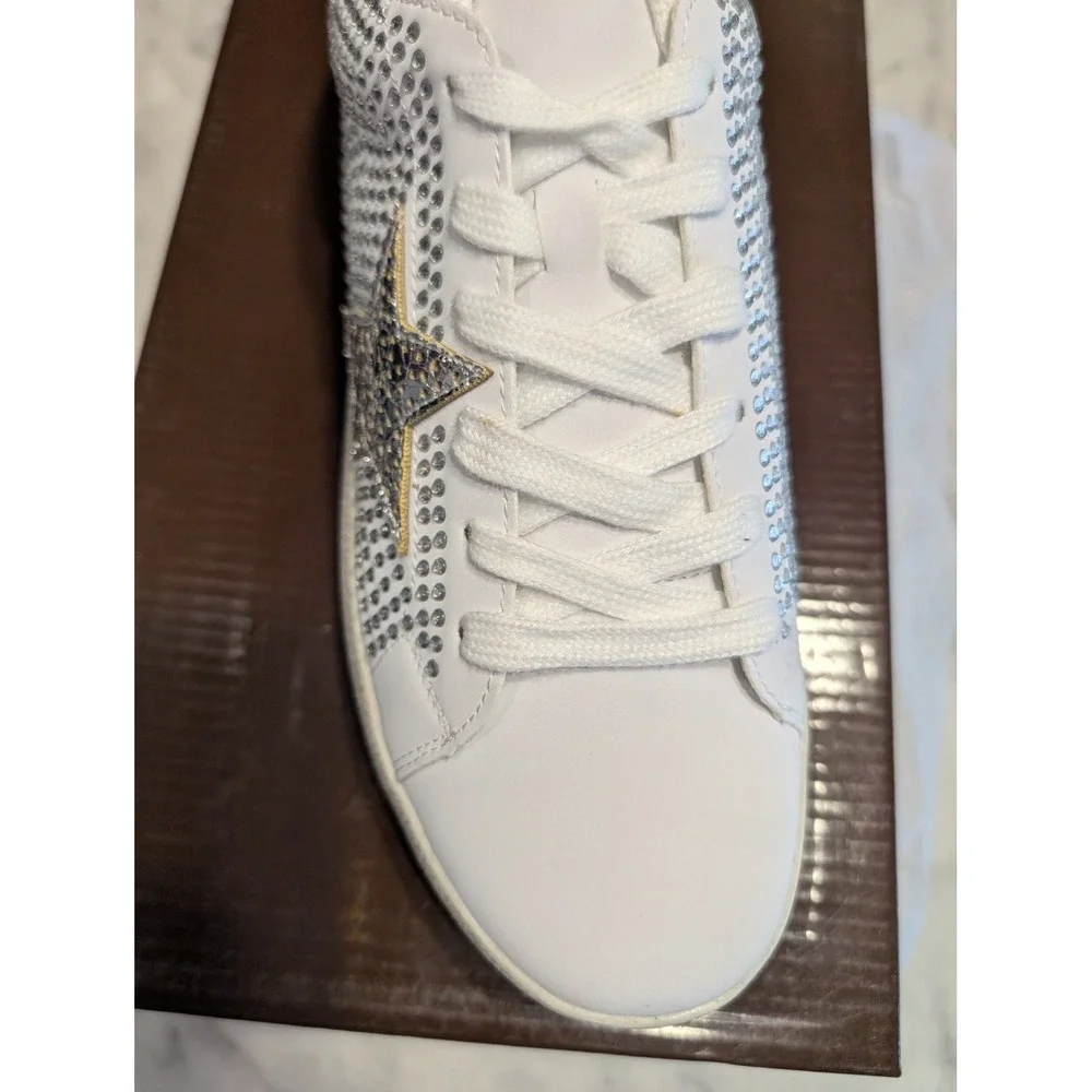 Outwoods Goddess-2 Sneakers Wo 10 White Silver New Rhinestone Glitter Star Shoes