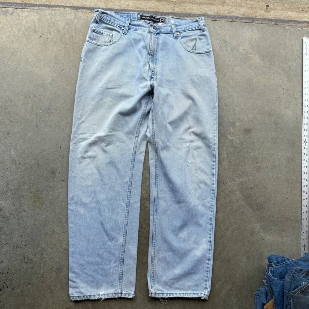 Vintage Levis‎ SilverTab Straight Relaxed Light Wash Baggy Denim Jeans 36x32 90s