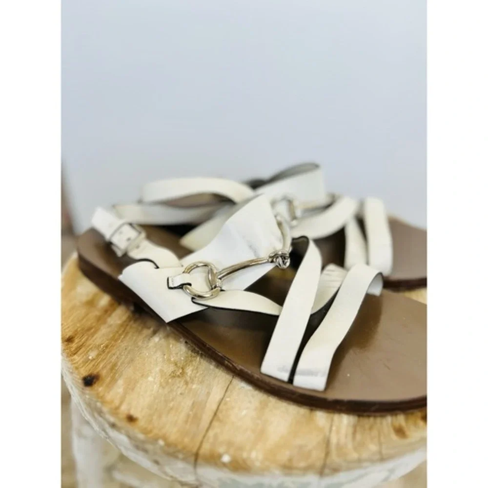 Gucci Women's Liquid Gold‎ Leather Thong Slingback SANDALS size 39.5