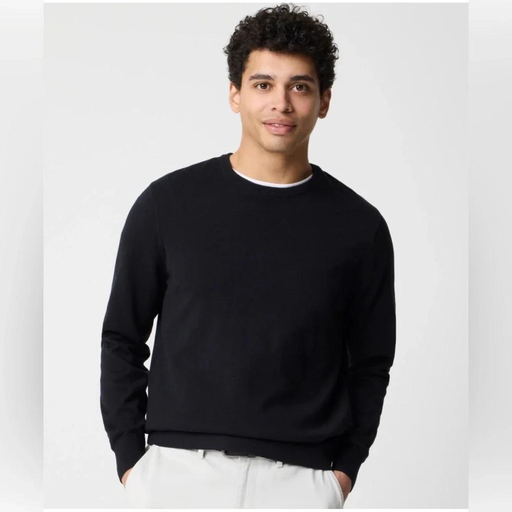 J. Crew Factory Men's Black‎ 100% Cotton Crewneck Sweater-Tee Preppy Classic XL