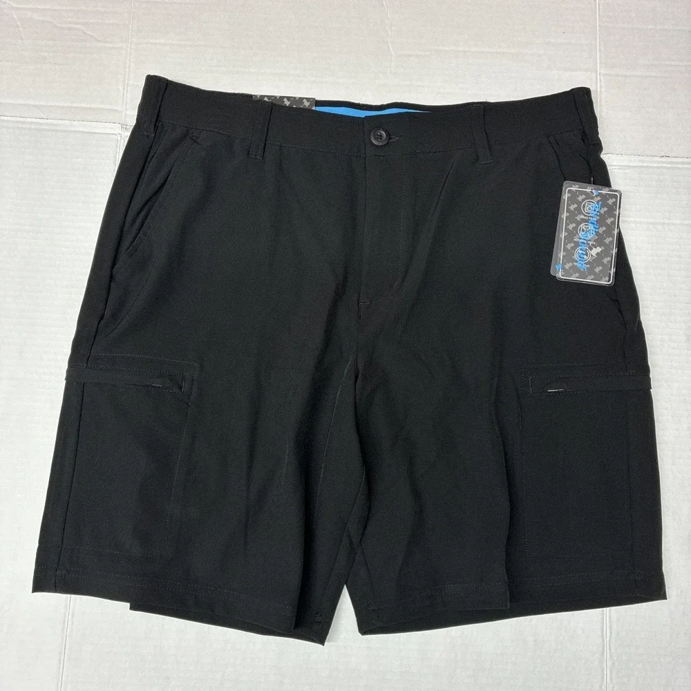 Birdie Bound Cargo Shorts Men's 36x9 Ultimate Black Stretch Easy Care Flex Waist