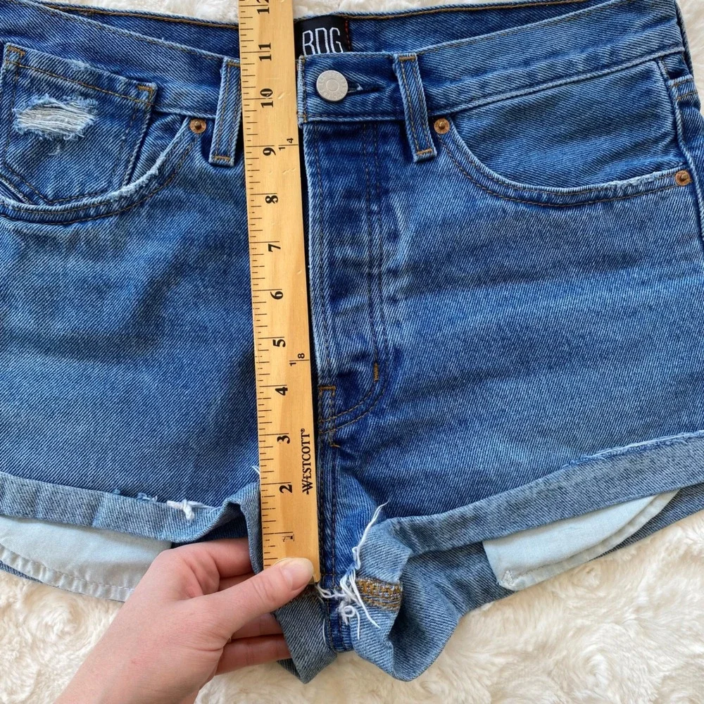 BDG Denim‎ Shorts Women 28 Blue High Rise Button Fly Distressed Cuffed Festival