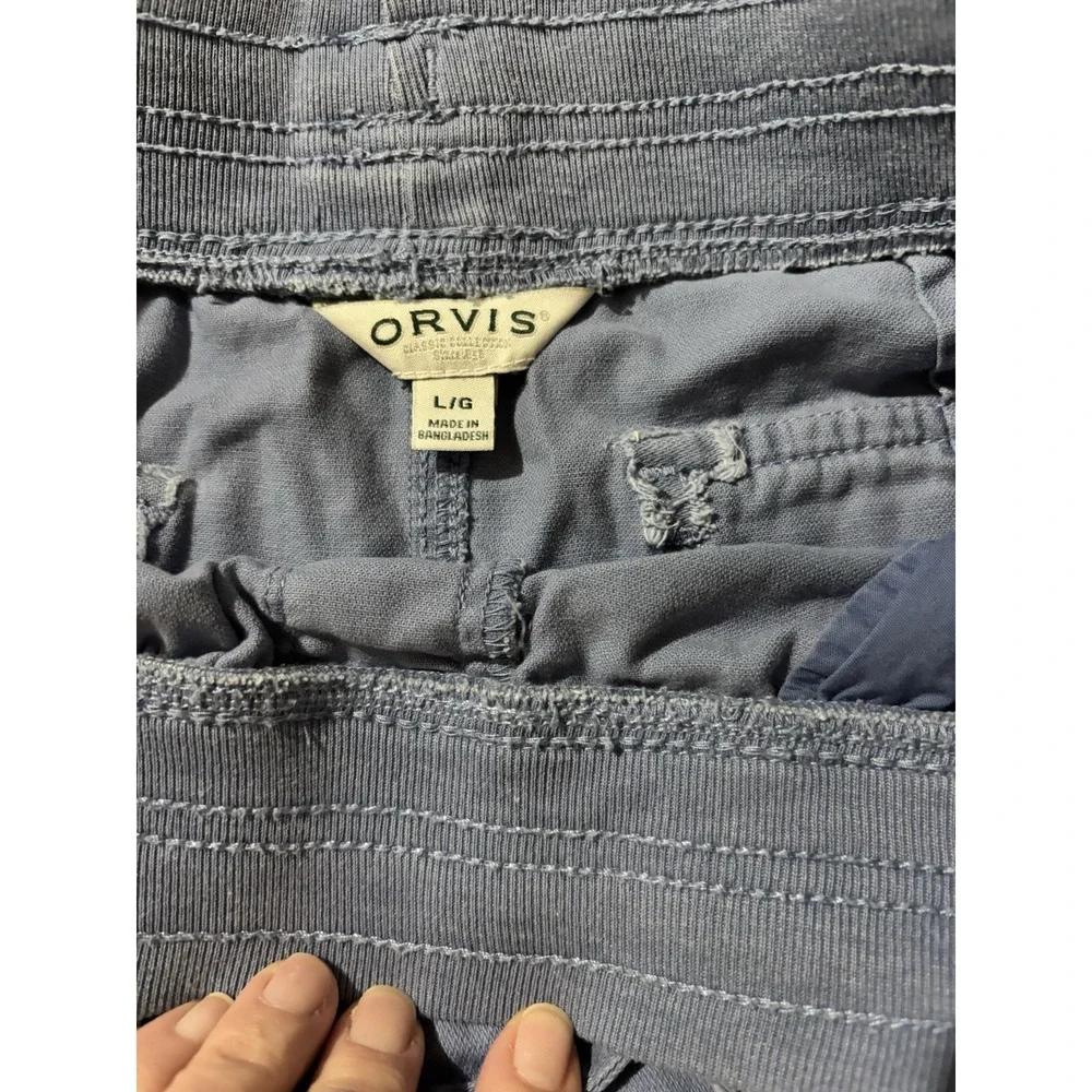 Orvis‎ Shorts Womens Large Blue Cotton Lyocell Drawstring Utility 1752052