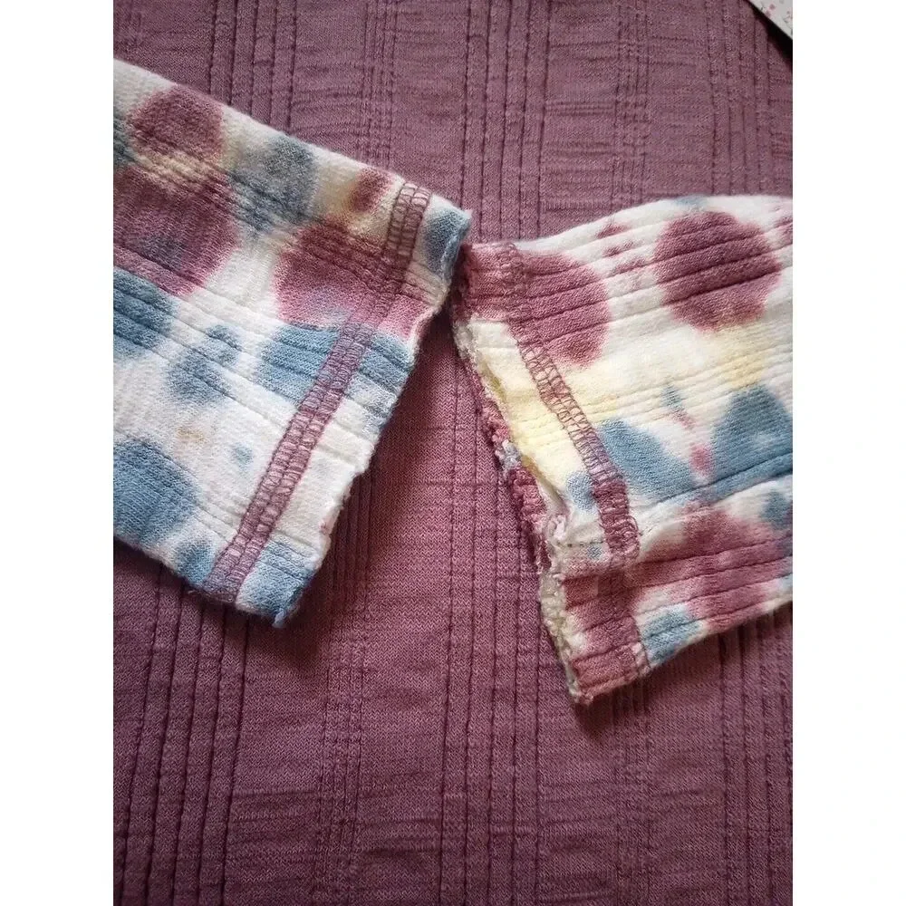 Free People Big Sur Long-Sleeve T-Shirt‎ in Misty Mountain Sz S Tie Dye New