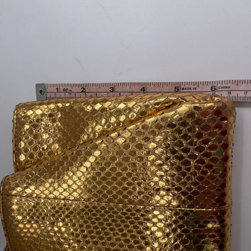 Chanel Gold Metallic‎ Python Clutch Series 19 2014 Full Set Glam