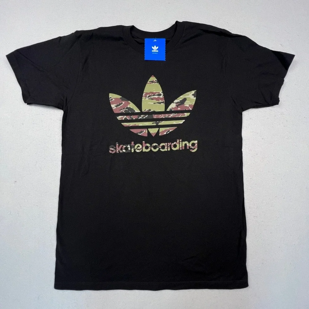 Adidas Skateboarding T-Shirt Mens M Black Camo Trefoil Logo Tee Street‎ Sporty