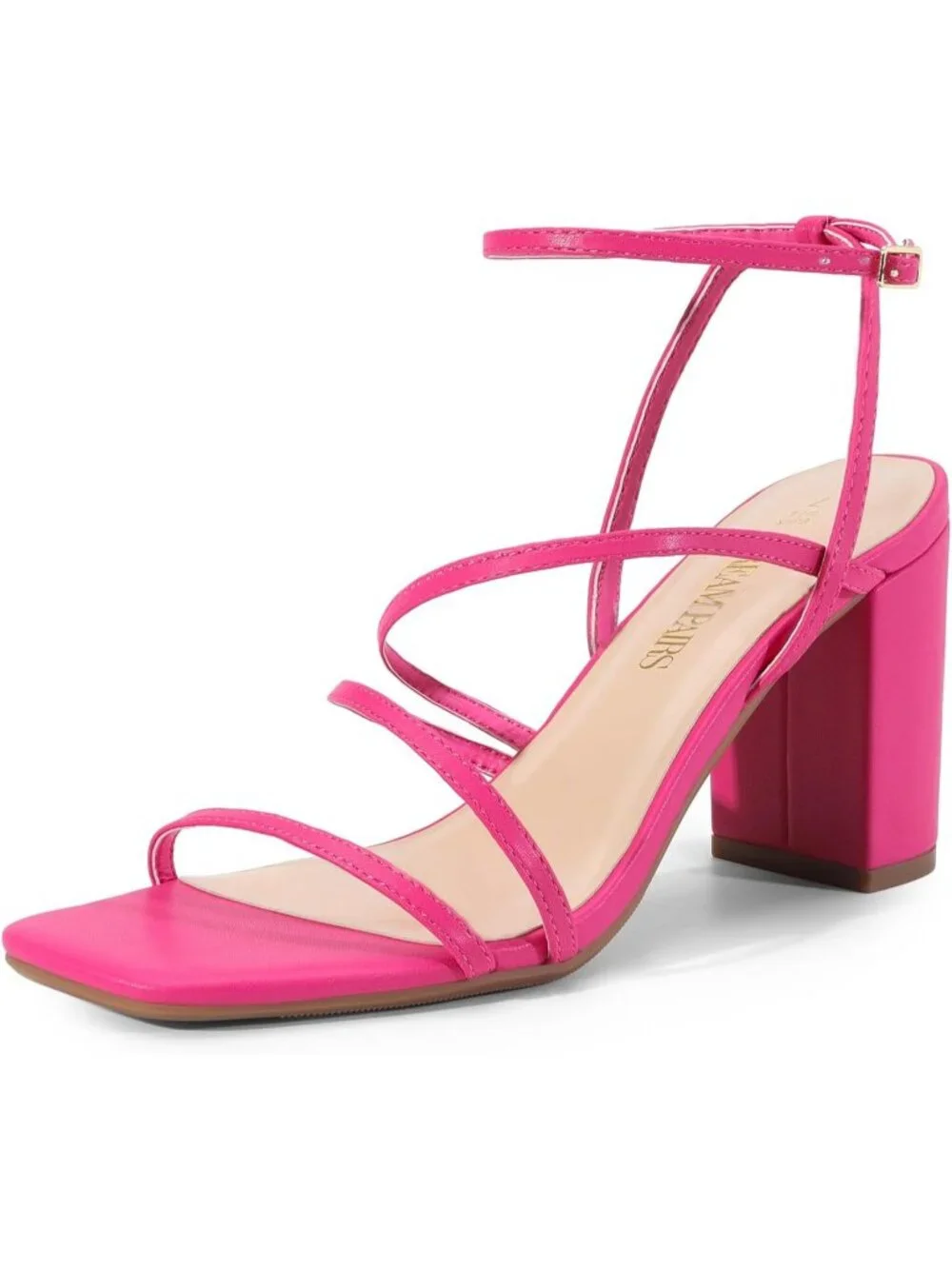 Dream Pairs Women's Hot Pink Open Toe Sleek Straps Chunky Block Heel Sandals