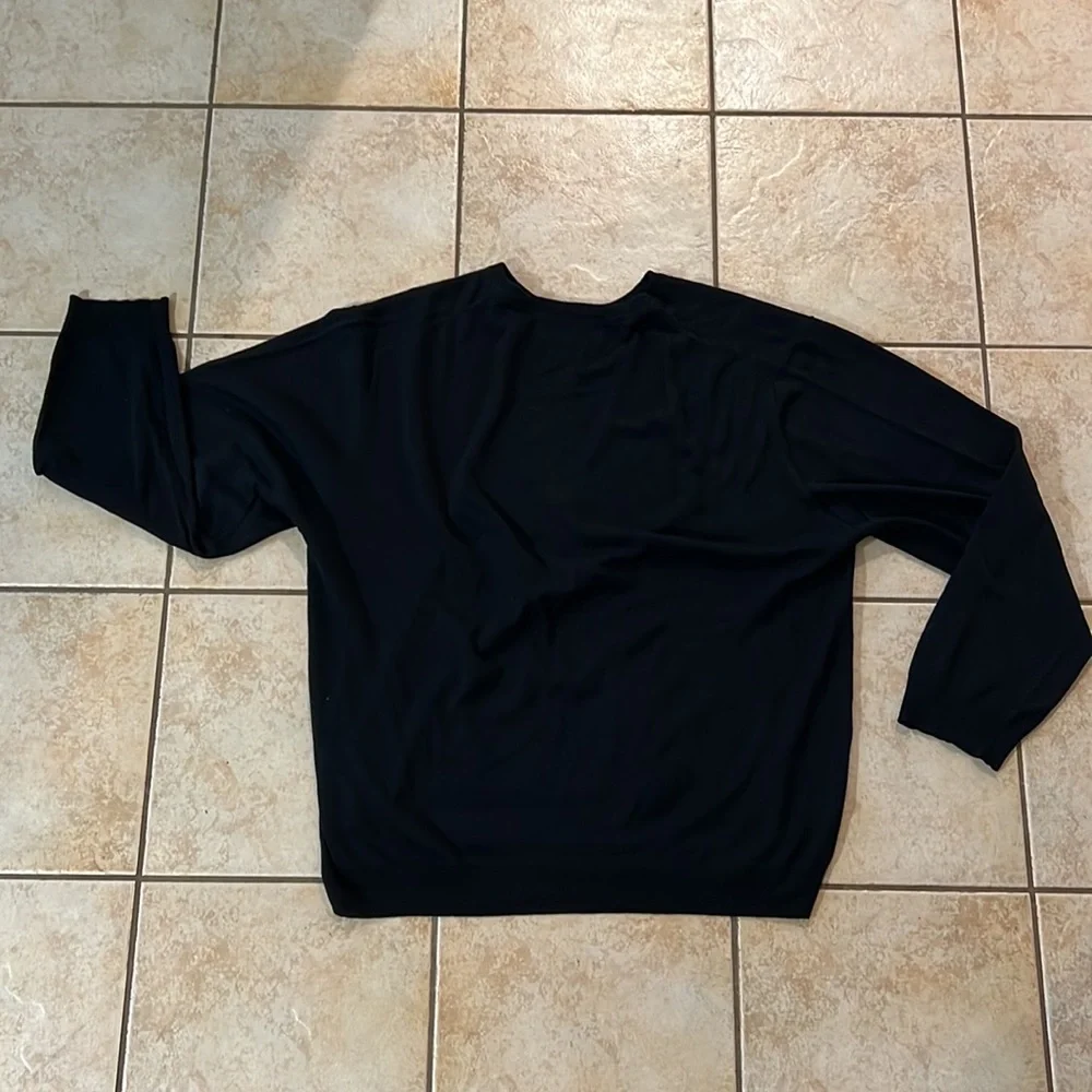 Alan Flusser Silk Cotton Blend‎ Navy Blue Golf Sweater Argyle Design, Sz XXL