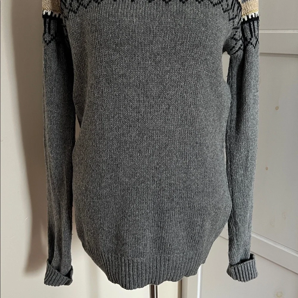 J.Lindeberg Grey Fair Isle Jacquard Lambswool Blend Crewneck Sweater Mens M