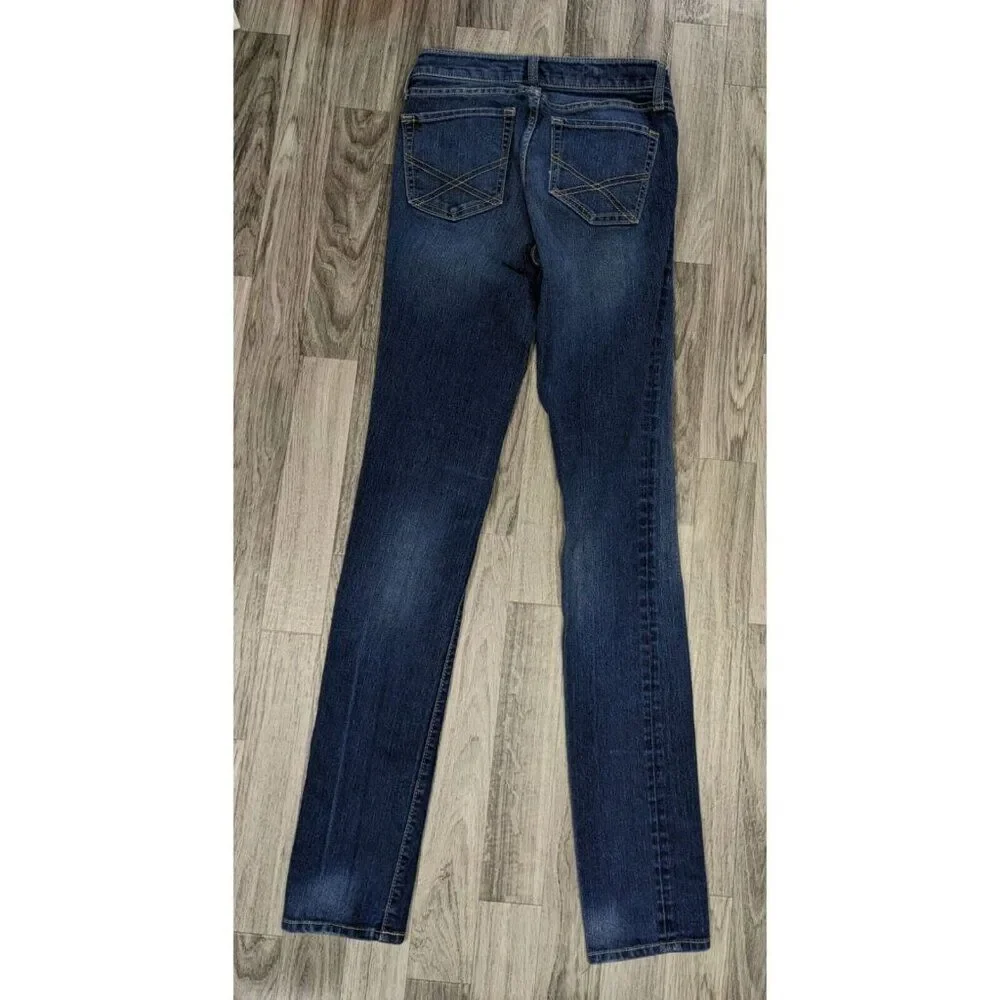 Gap Womens Size 0 / 25 R‎ Super Skinny Whiskered Premium Denim Blue Jeans