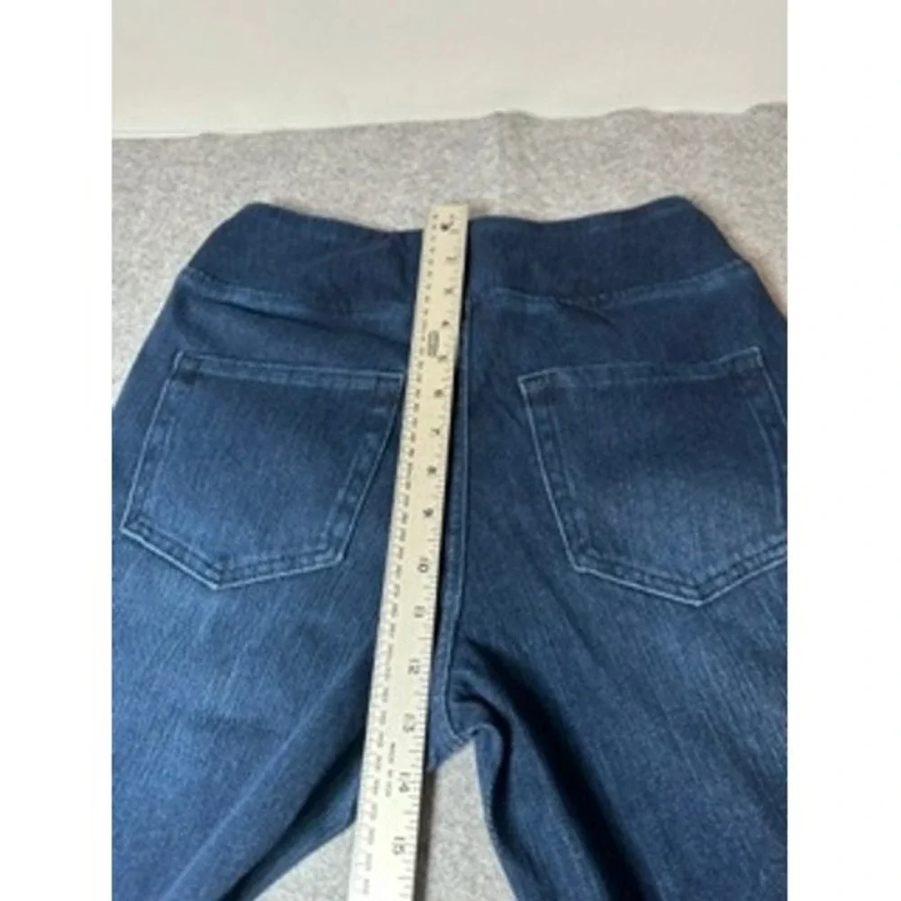 Belle by Kim Gravel Dark Wash Pull On Straight Leg Jeans Pearl Button Hem 4T