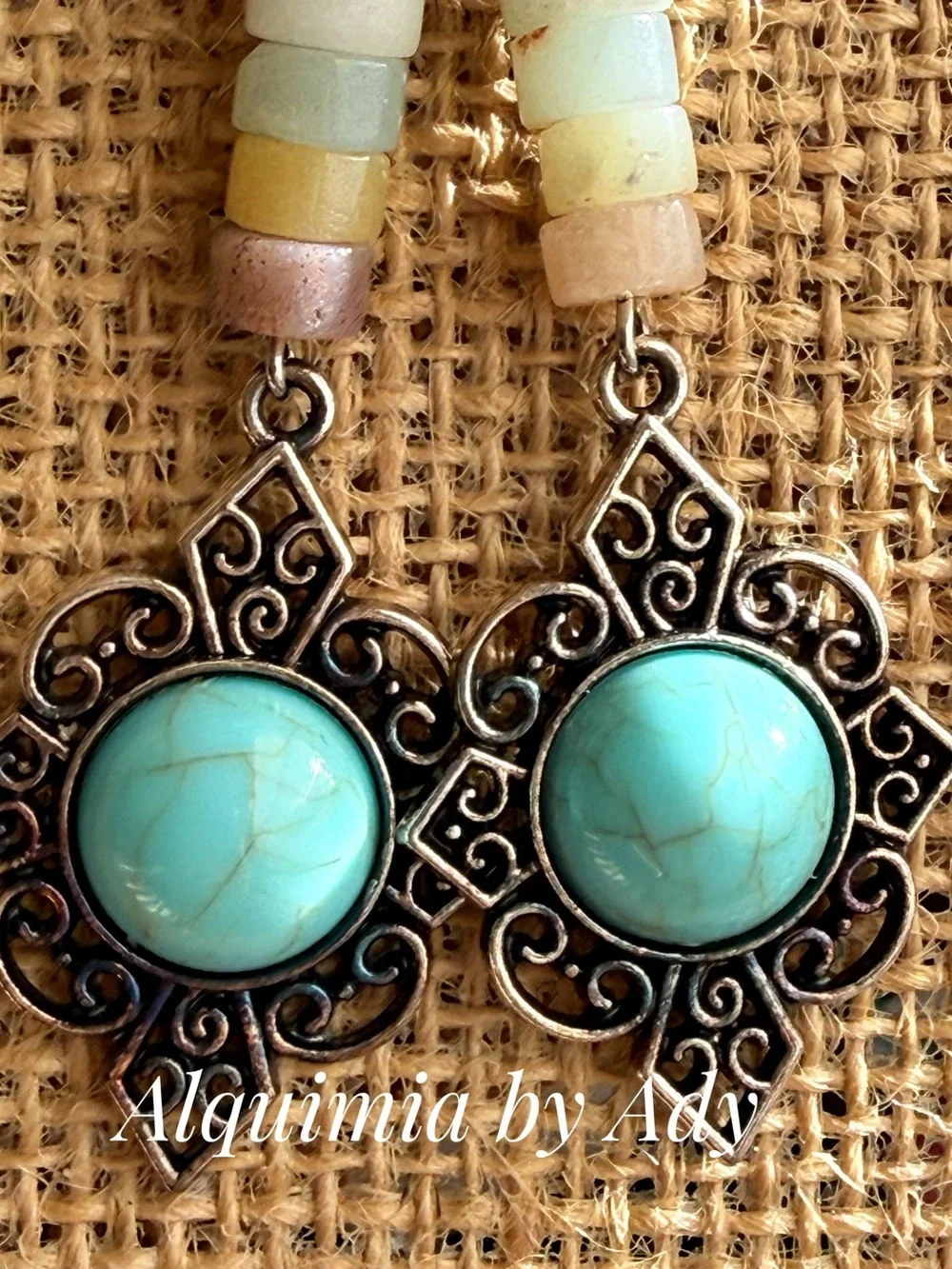 Turquoise and Multi-Bead amazonite XL Dangle Earrings