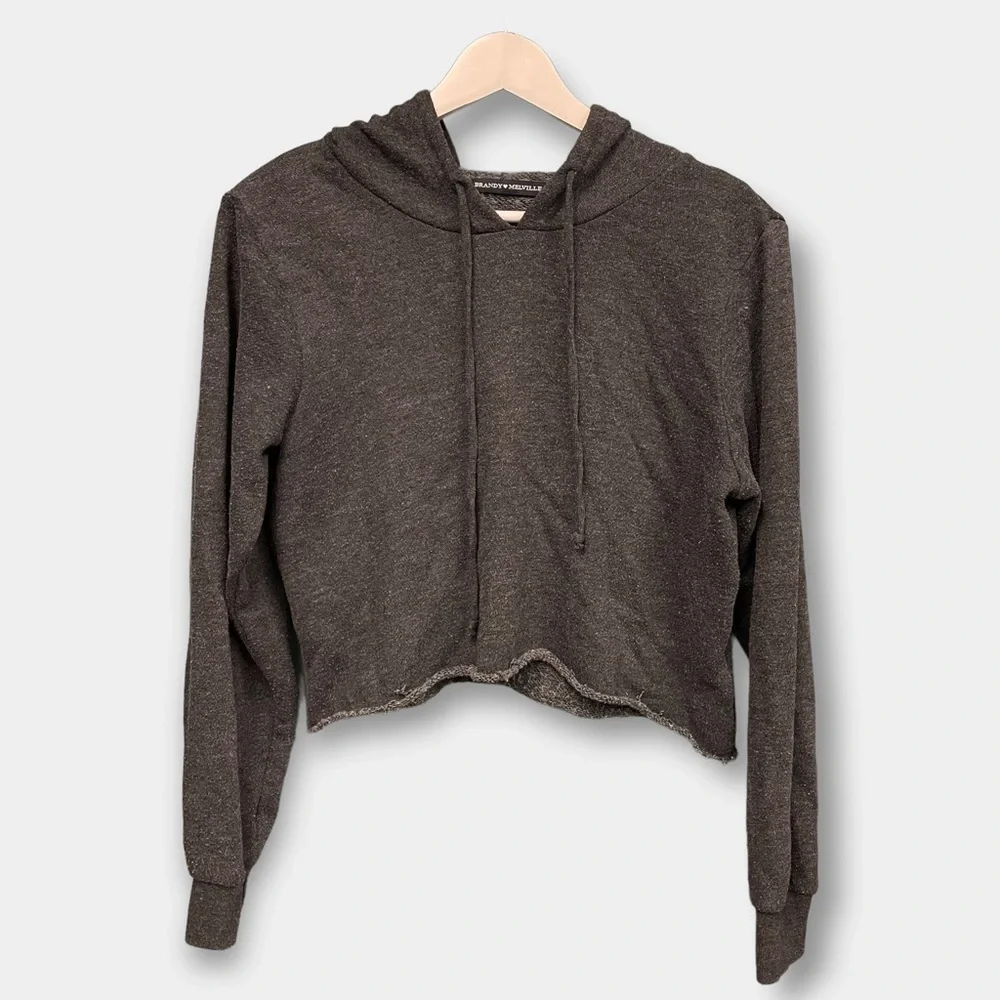 Brandy Melville Dark Grey Cropped Hoodie