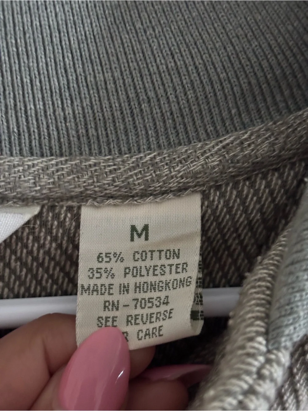 Orvis Men's Light Gray V-Neck Polo Sweater with brown leather elbow patches