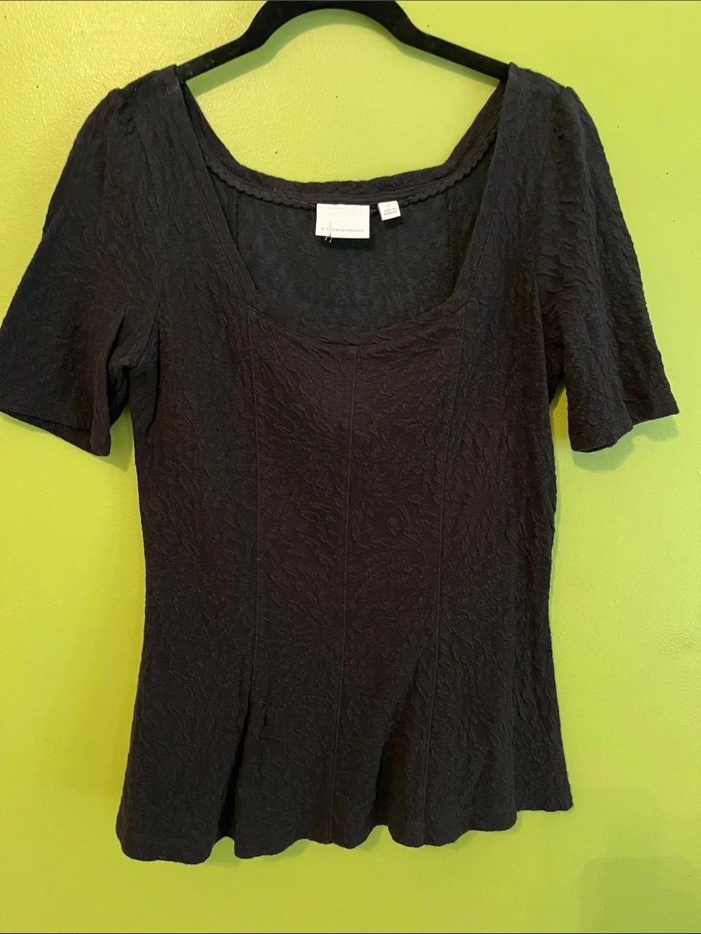 NWOT Anthropologie Textured Fitted Square Neck Tee