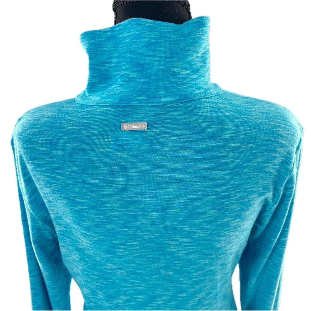 Columbia Half-Zip Pullover Mock Turtleneck Turquoise Space Dye Size Medium