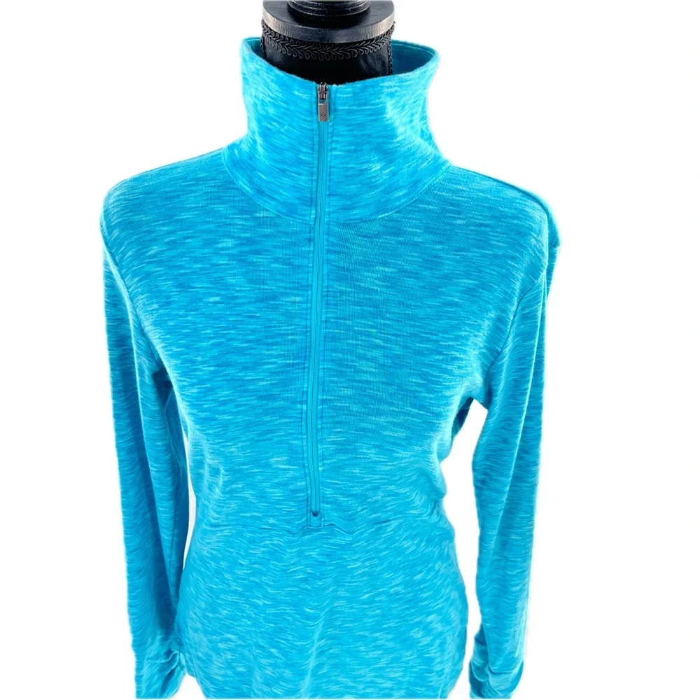 Columbia Half-Zip Pullover Mock Turtleneck Turquoise Space Dye Size Medium
