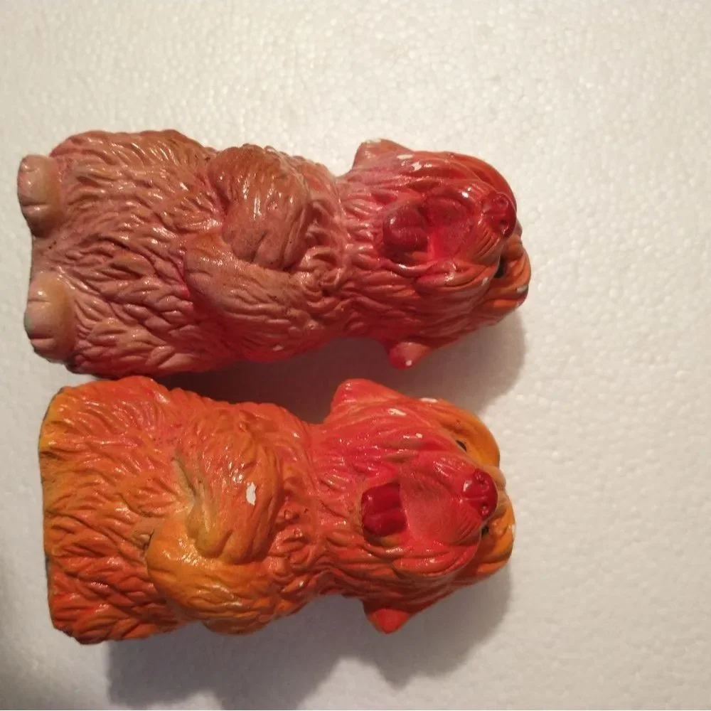 Chalkware Red Puppy Dog Decoration Vintage